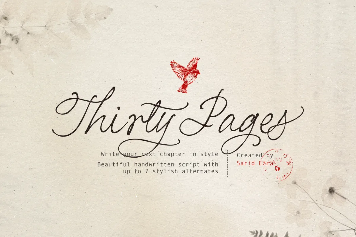 Thirty Pages - Vintage Handwritten Script Font