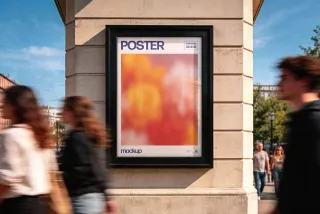 Framed Outdoor Poster Mockup