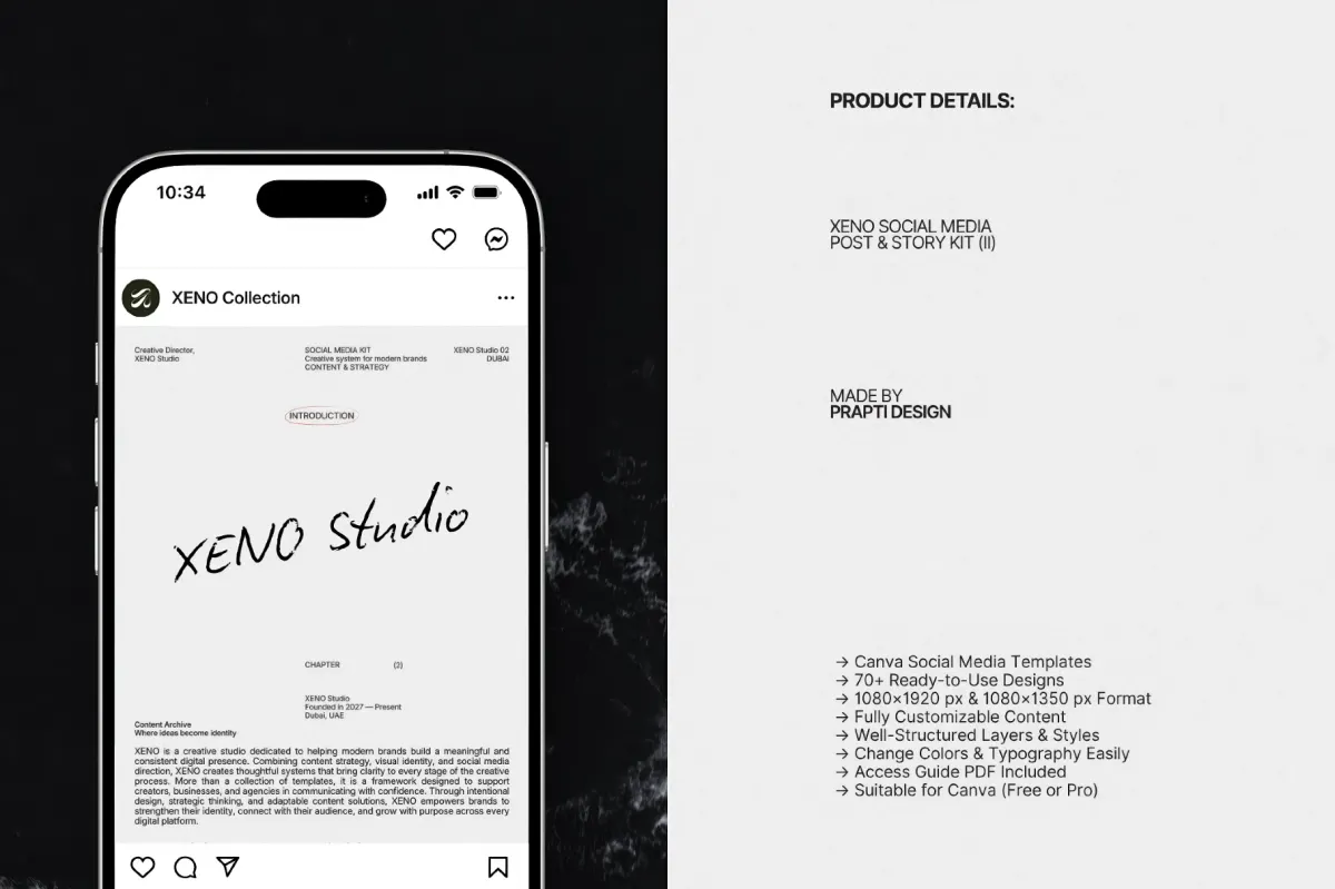 XENO II. Instagram Templates for Canva & InDesign