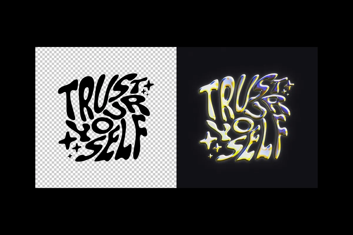 Retro Chrome Text & Logo Effect