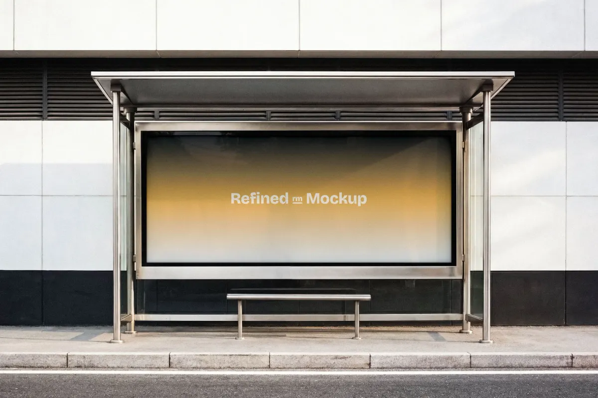 Bus Stop Signboard Mockup