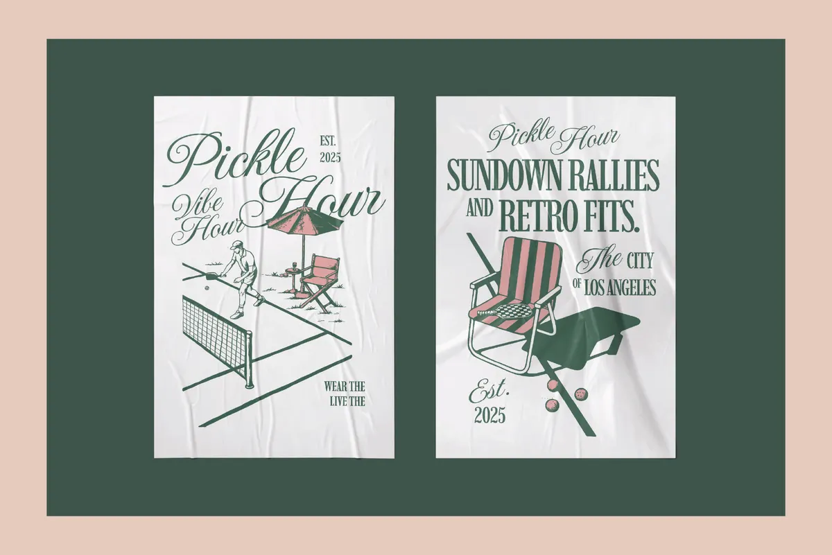 Retro Pickleball Vector Graphics Collection