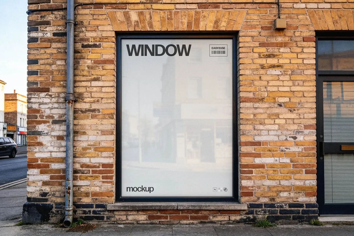 Urban Storefront Window Poster Mockup