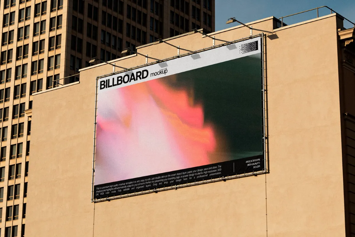 Large Billboard Mockup on Building Wall