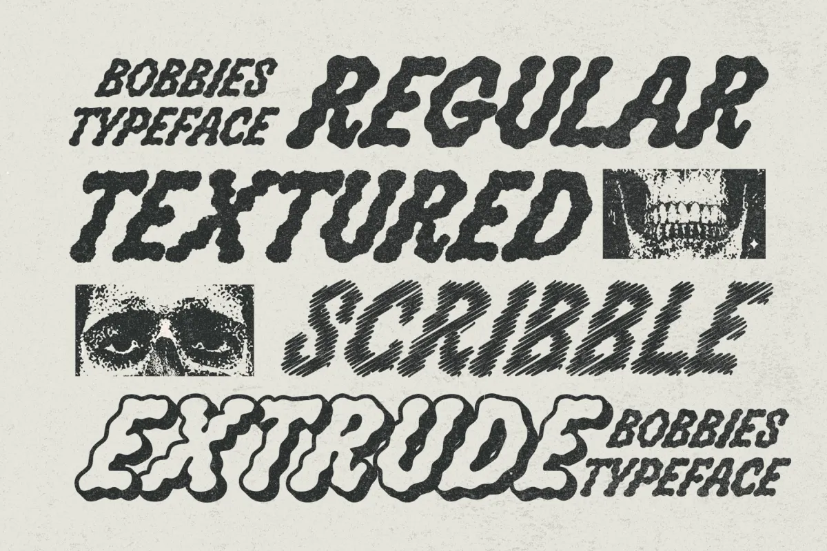 Bloobies –  Distressed Hand Drawn Display Font
