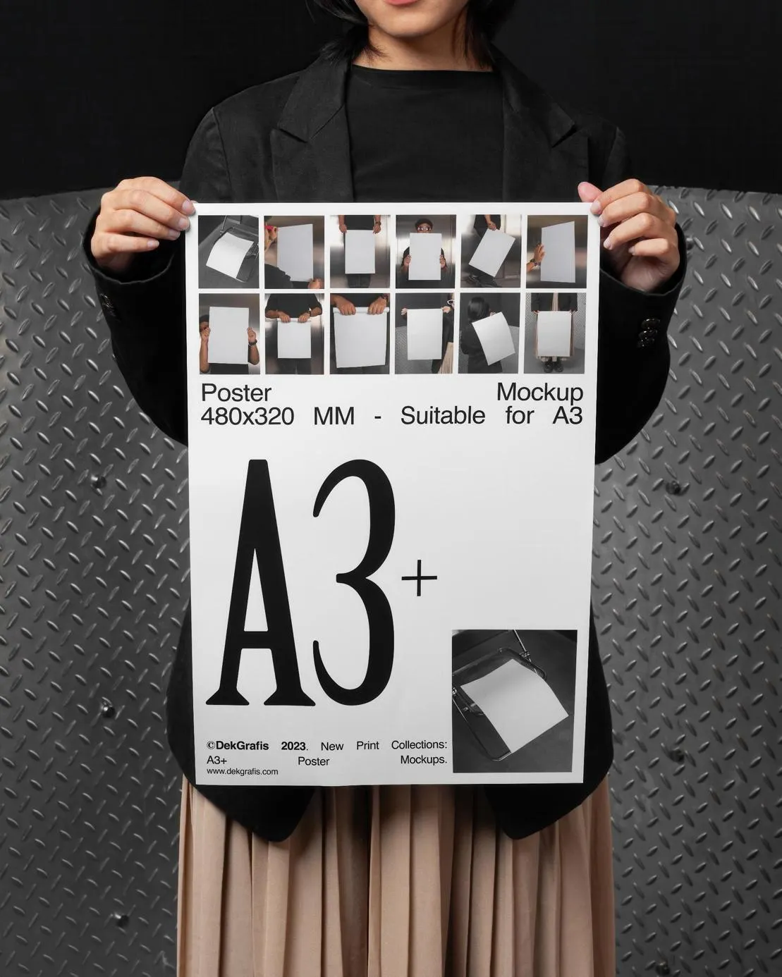 Woman Holding A3 Poster Mockup
