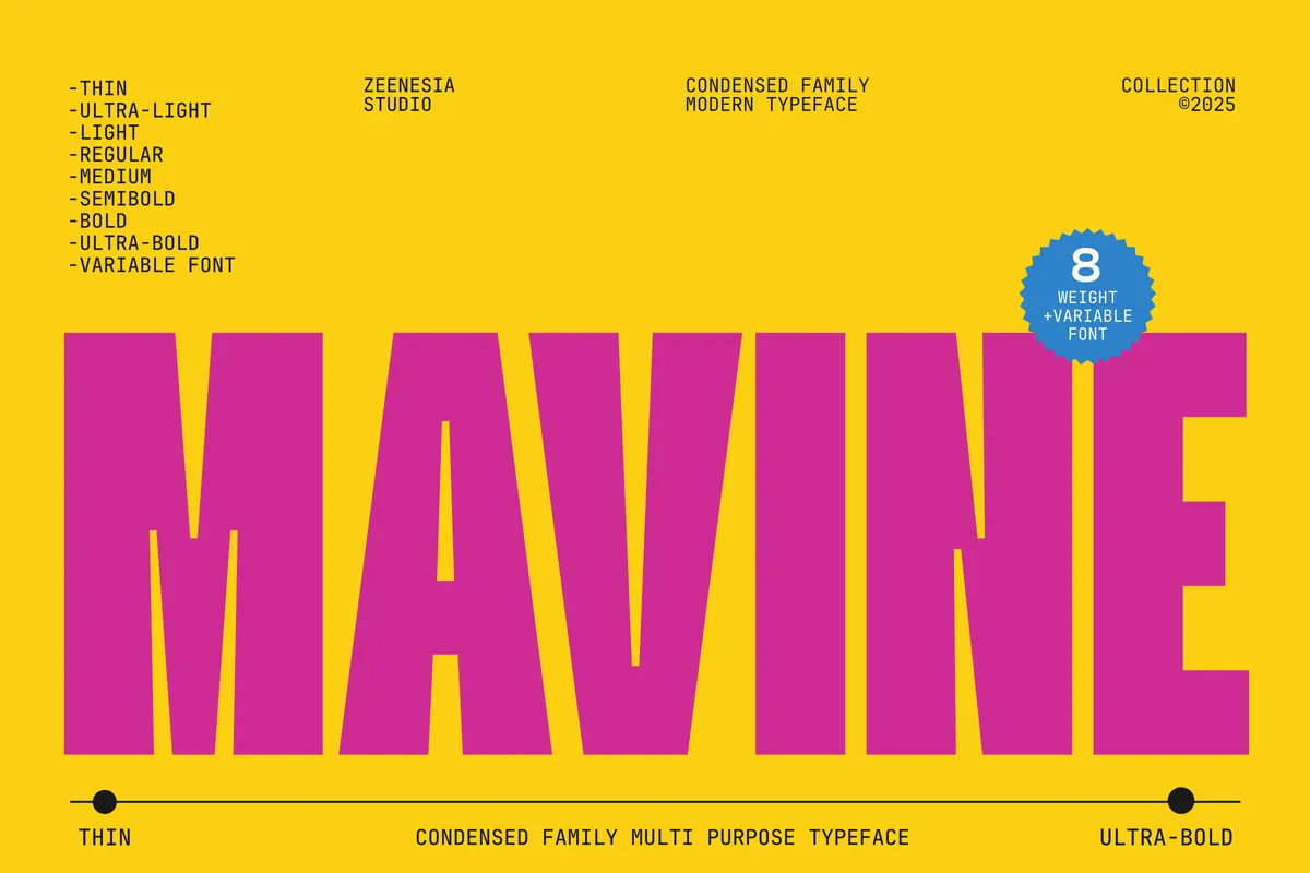 Mavine - Tall Condensed Sans Font Family