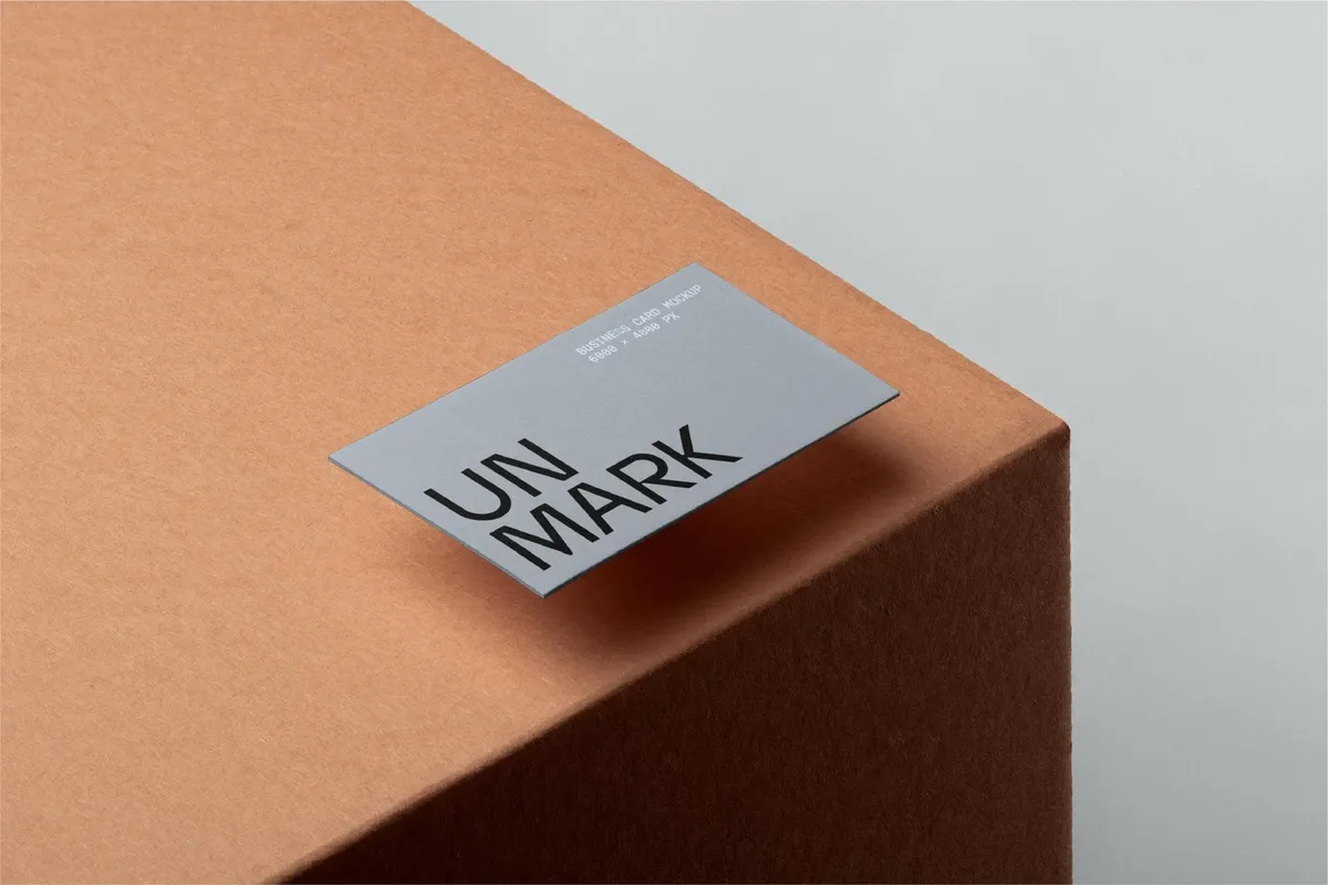 Business Card Mockup on Cardboard Box