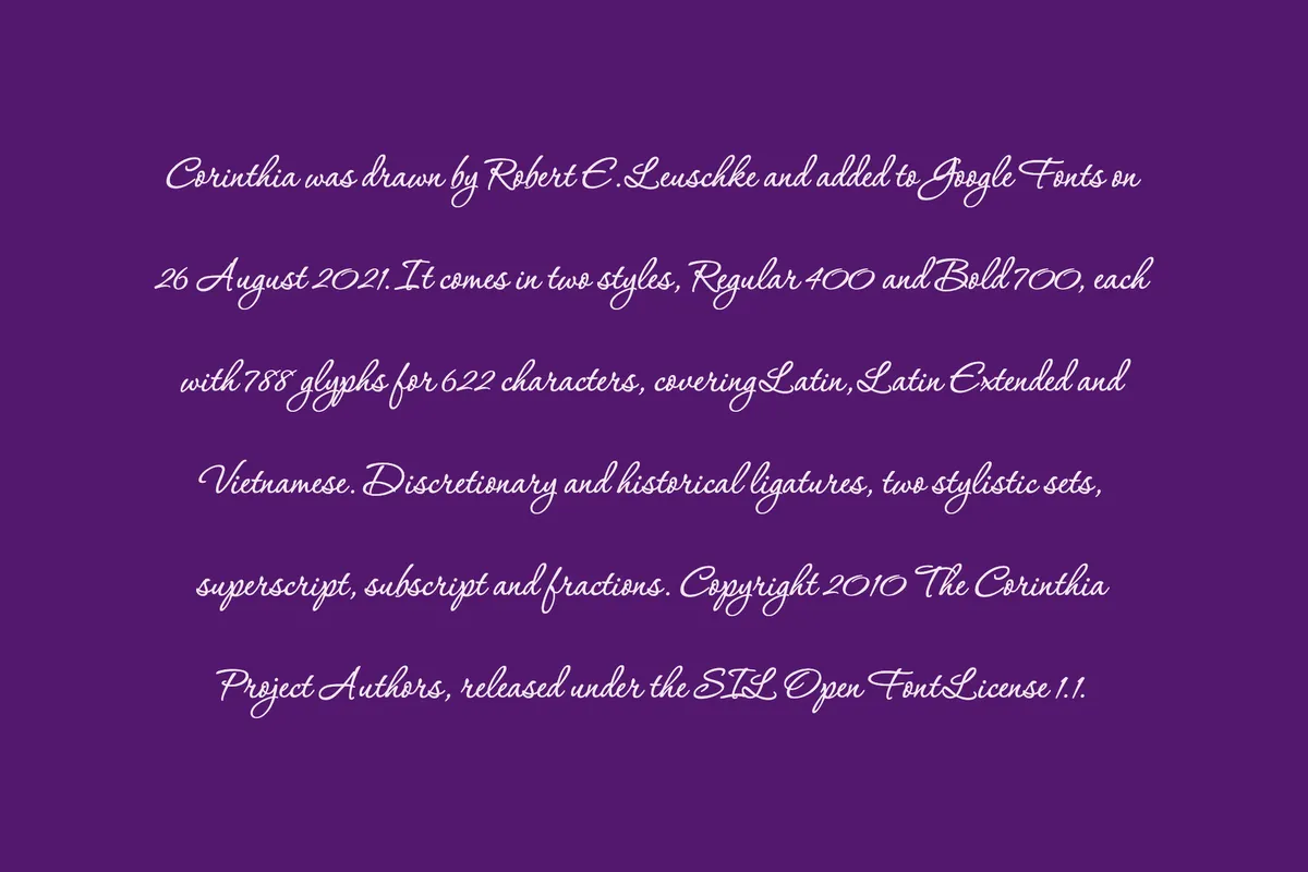 Corinthia — Free Formal Calligraphy Font