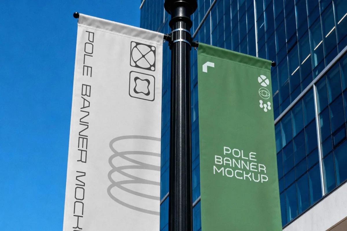 Outdoor Double Pole Banner Mockup