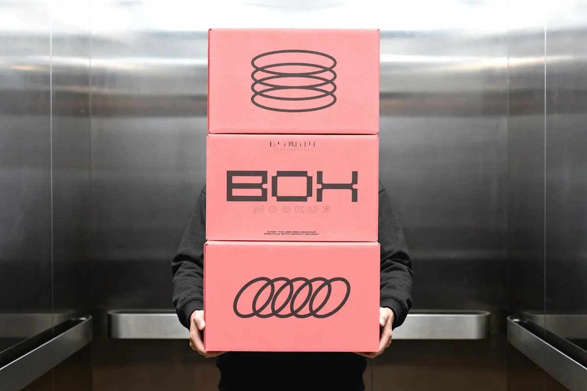 Delivery Box Mockup in Elevator