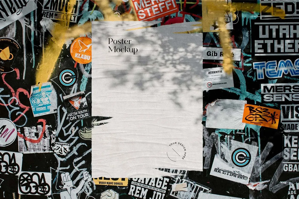 Glued Poster Mockups Collection