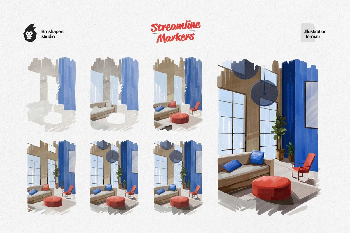 Streamline Markers - Illustrator Brushes