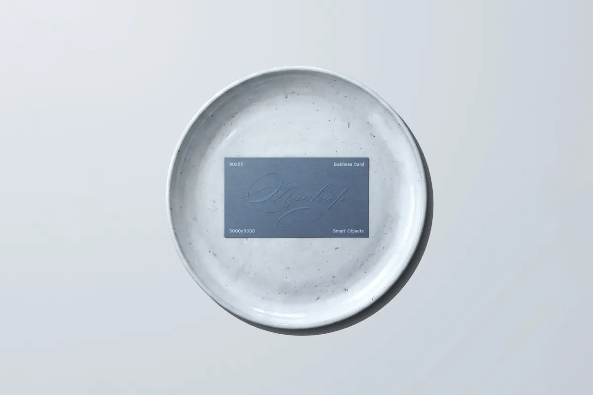 Business Card on a Plate Mockup