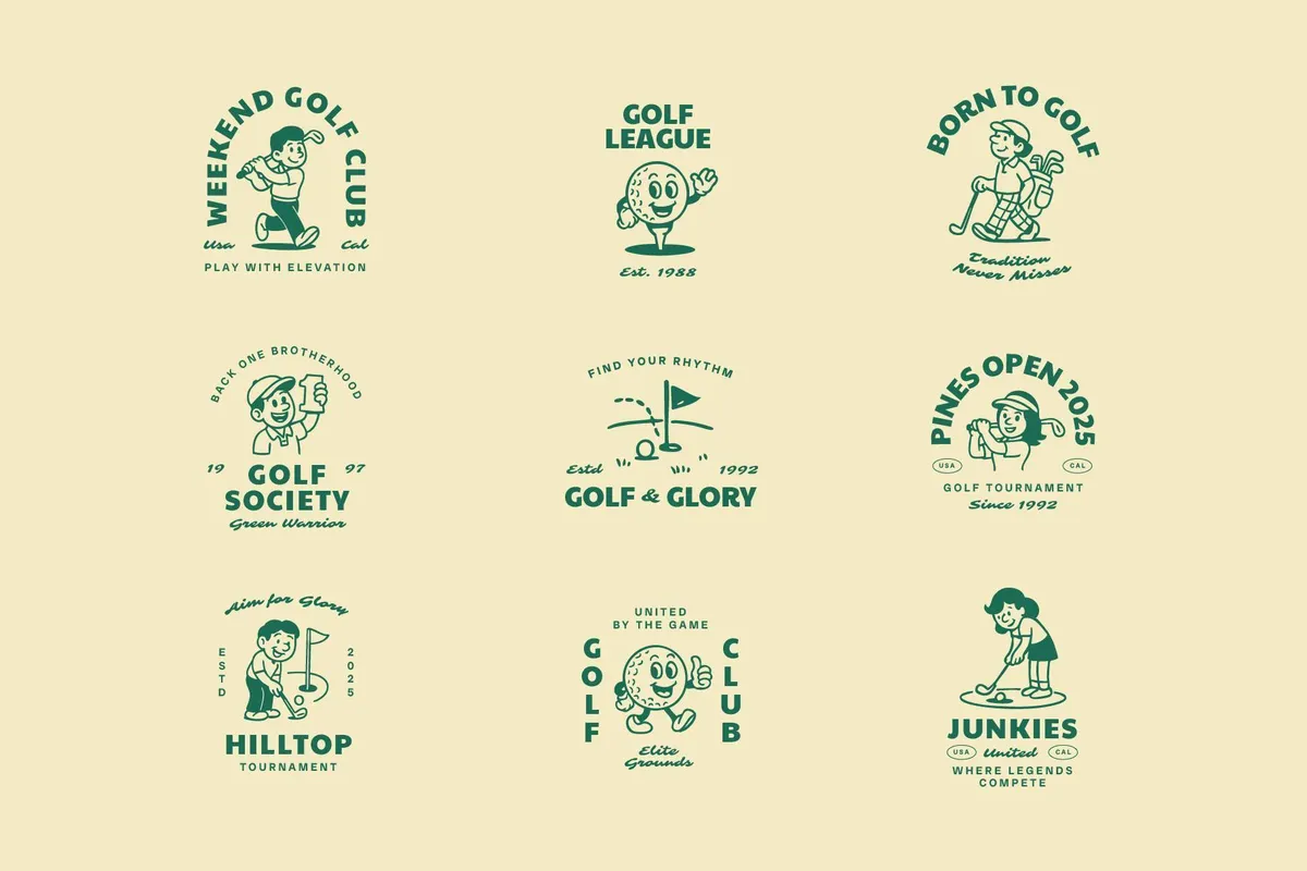 Retro Golf Mascot Illustrations