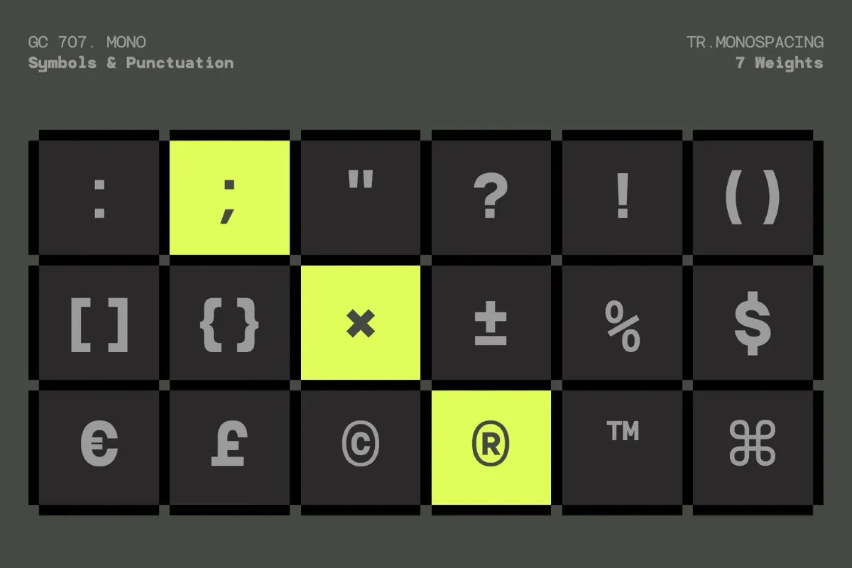 GC 707 Mono - Monospace Sans Serif Font Family