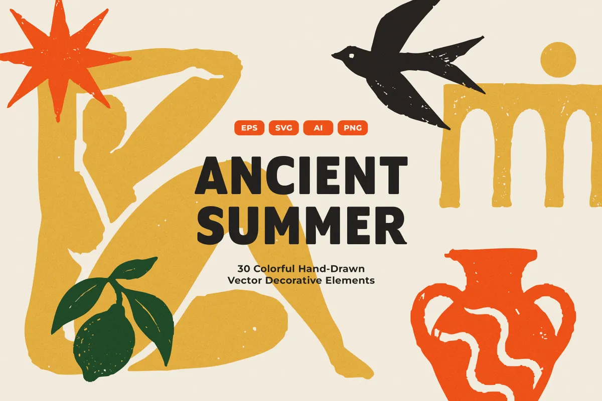 Ancient Summer Boho Vector Elements