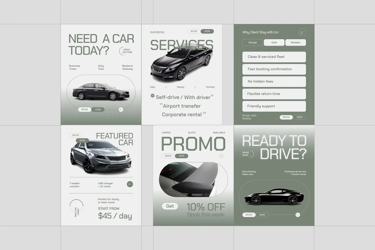Car Rental Instagram Pack - Affinity Template