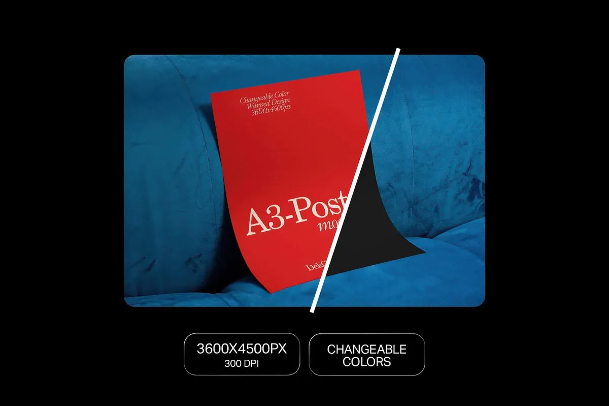 Velour Couch A3 Poster Mockup