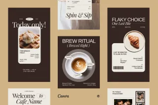 Nostalgic Cafe Instagram Pack - Canva Template