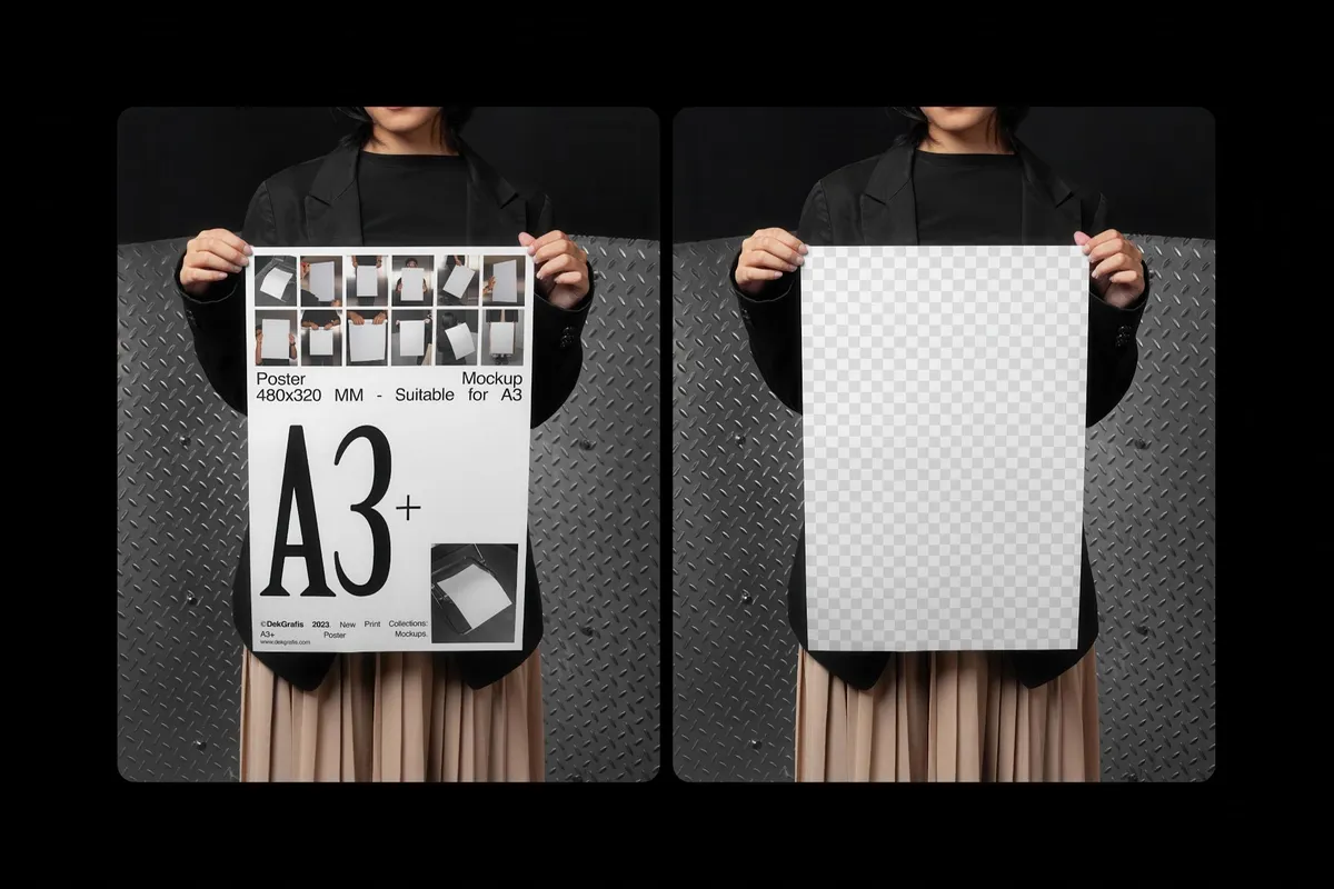 Woman Holding A3 Poster Mockup