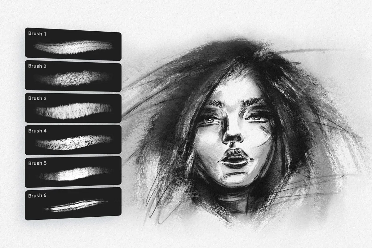 Charcoal Sketch Procreate Brushes