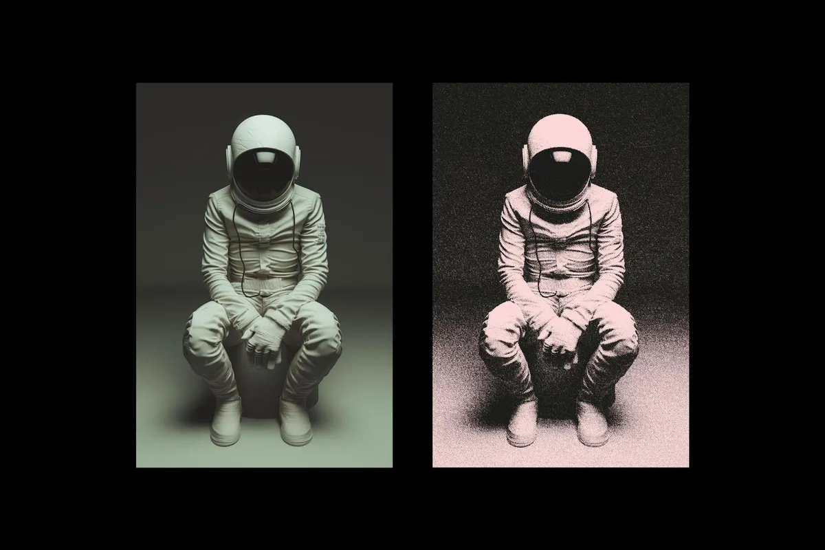 Vertical Grain Risograph Photo Effect