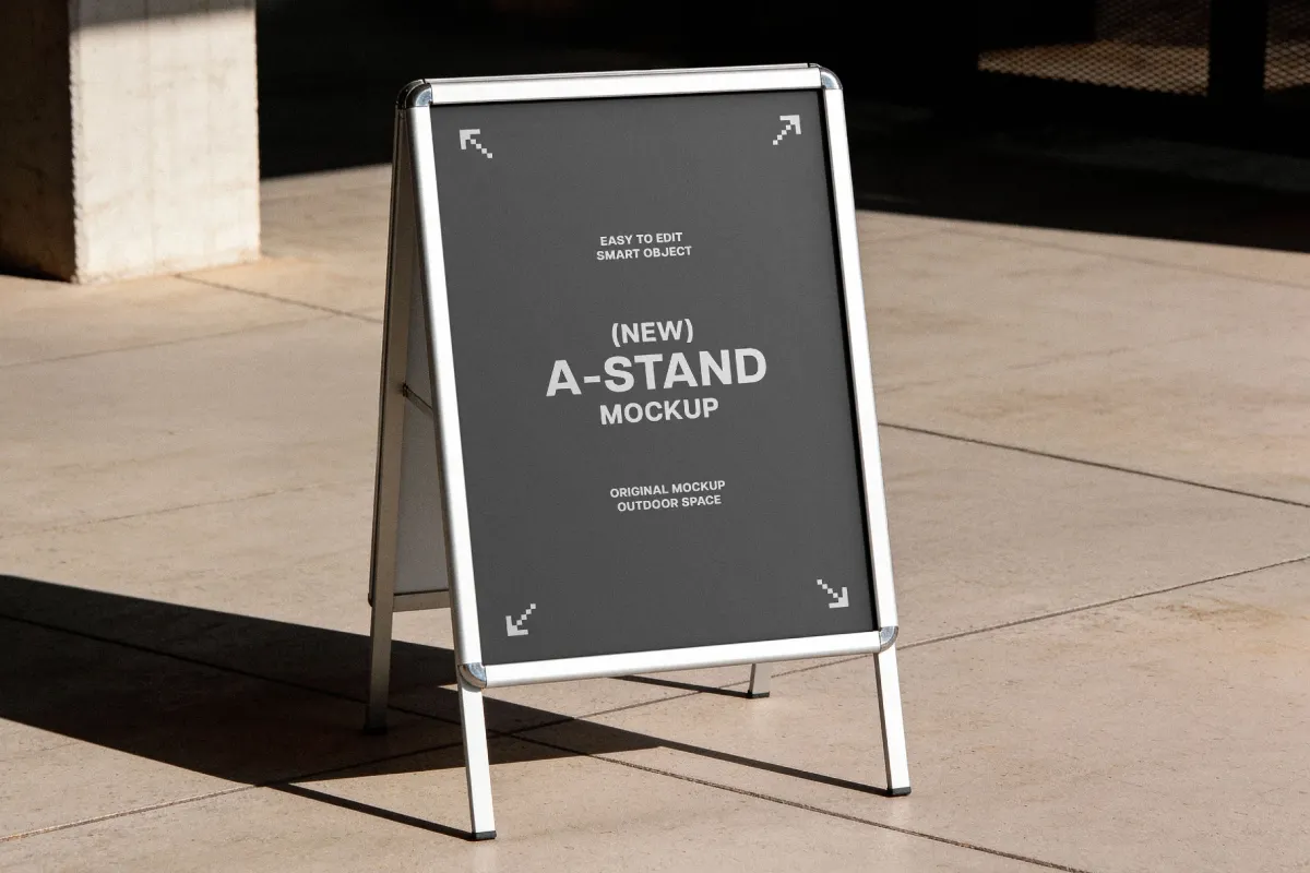 Street-Level Folding Sign Mockup