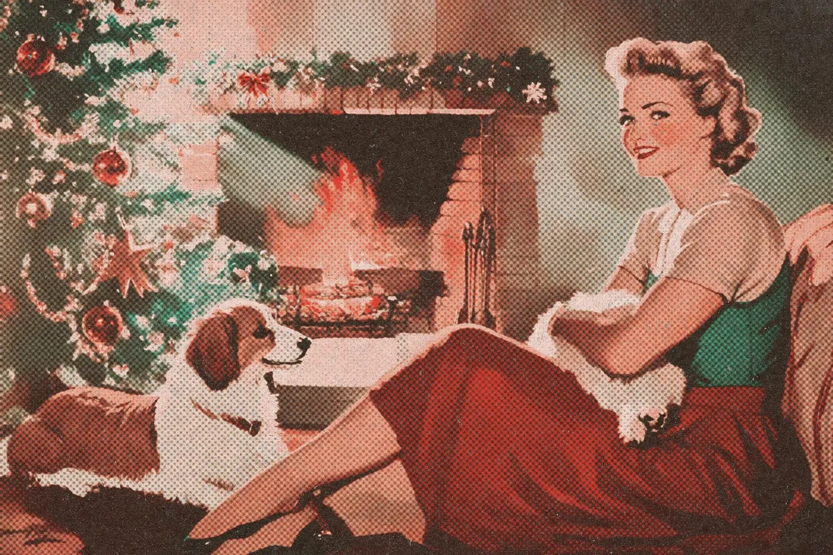 Vintage Christmas Postcard Effect