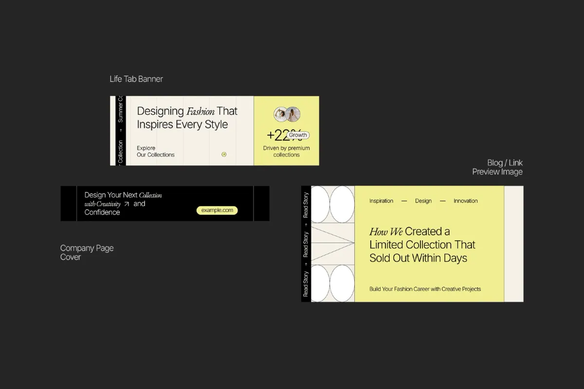 Editorial Fashion LinkedIn Kit — Adobe & Figma Template