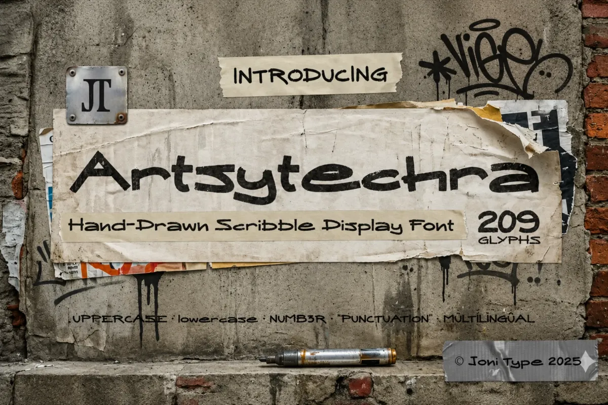 Artsytechra - Handdrawn Scribble Font