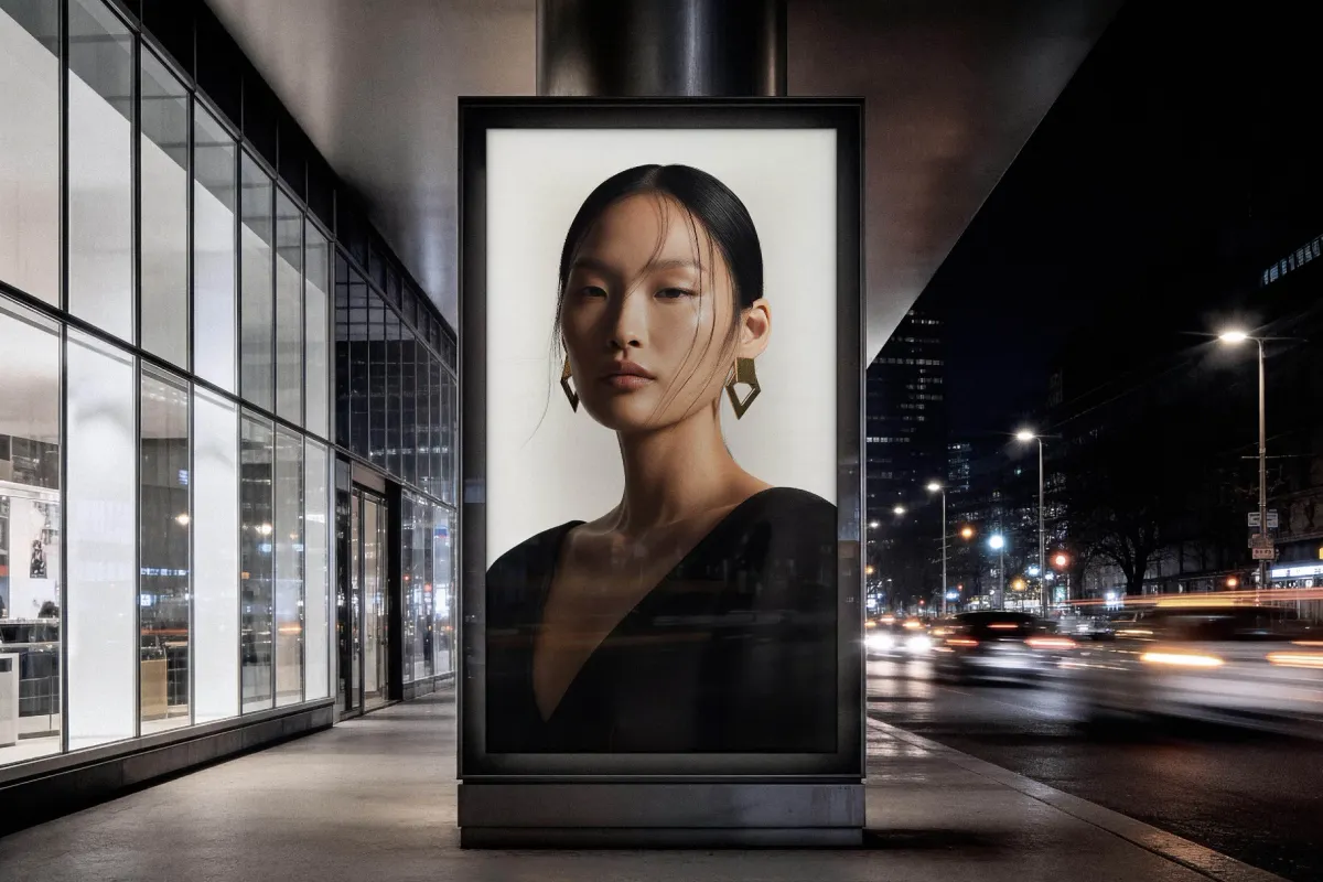 Outdoor Vertical Signboard Mockup