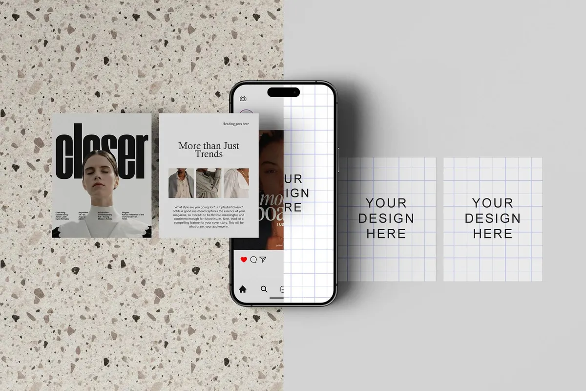 iPhone Screen & Instagram Post Mockups