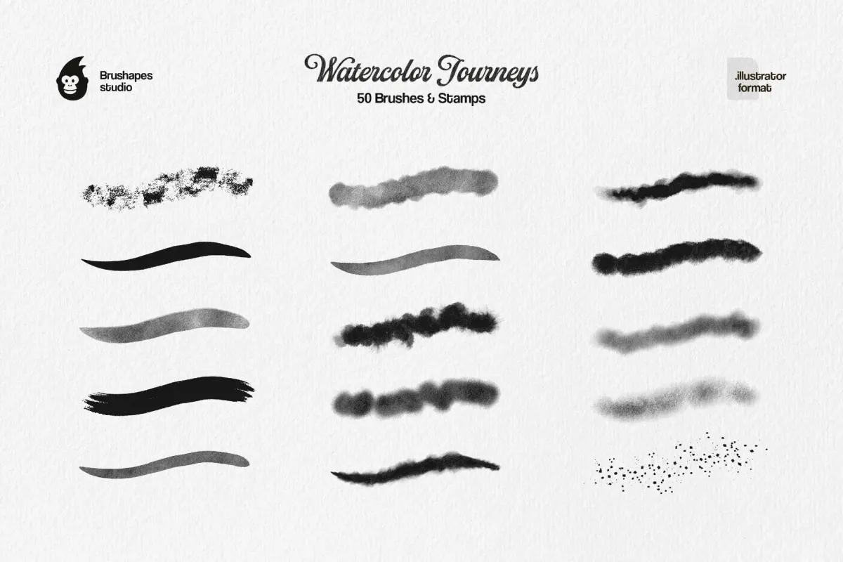 Watercolor Journeys Illustrator Brushes