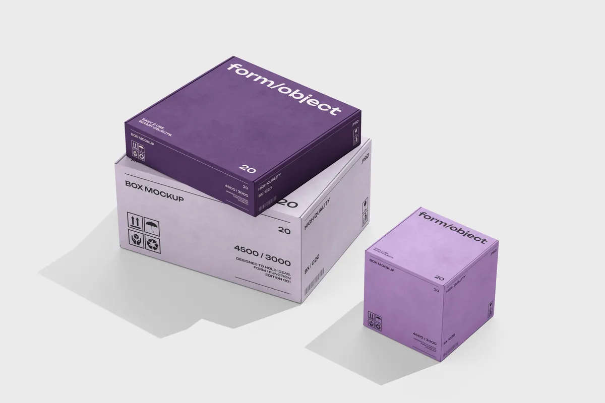 Three Packaging Boxes Mockup
