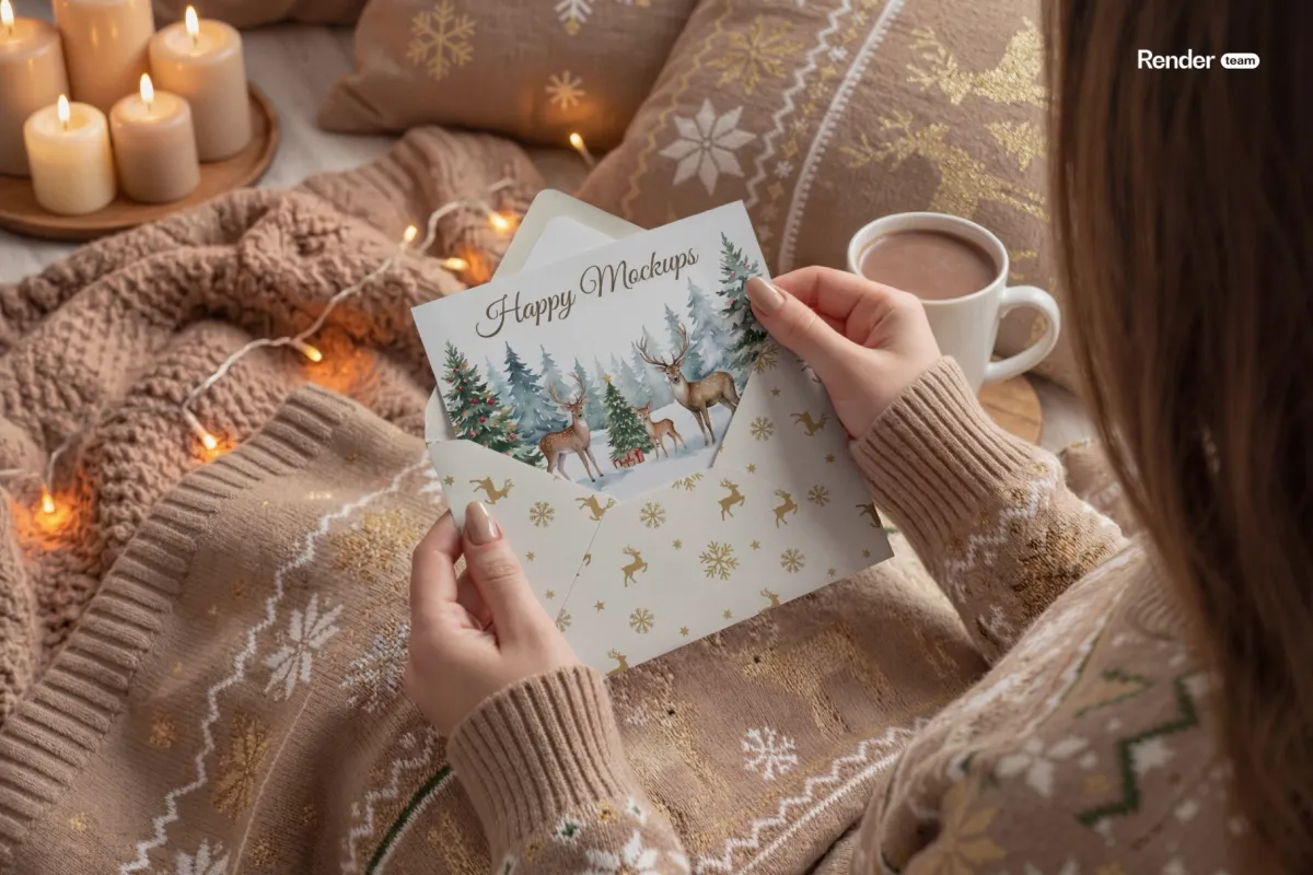 Christmas Envelope Mockup