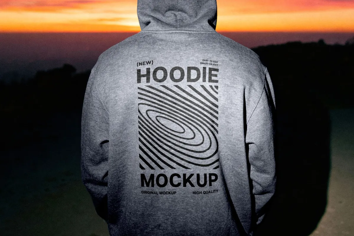 Sunset Back-View Hoodie Mockup