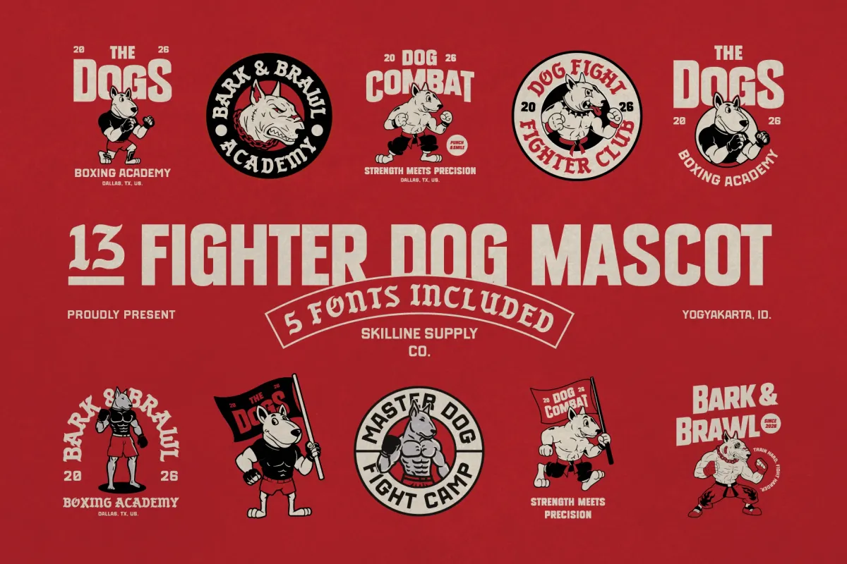 Vintage Fighter Dog Mascot