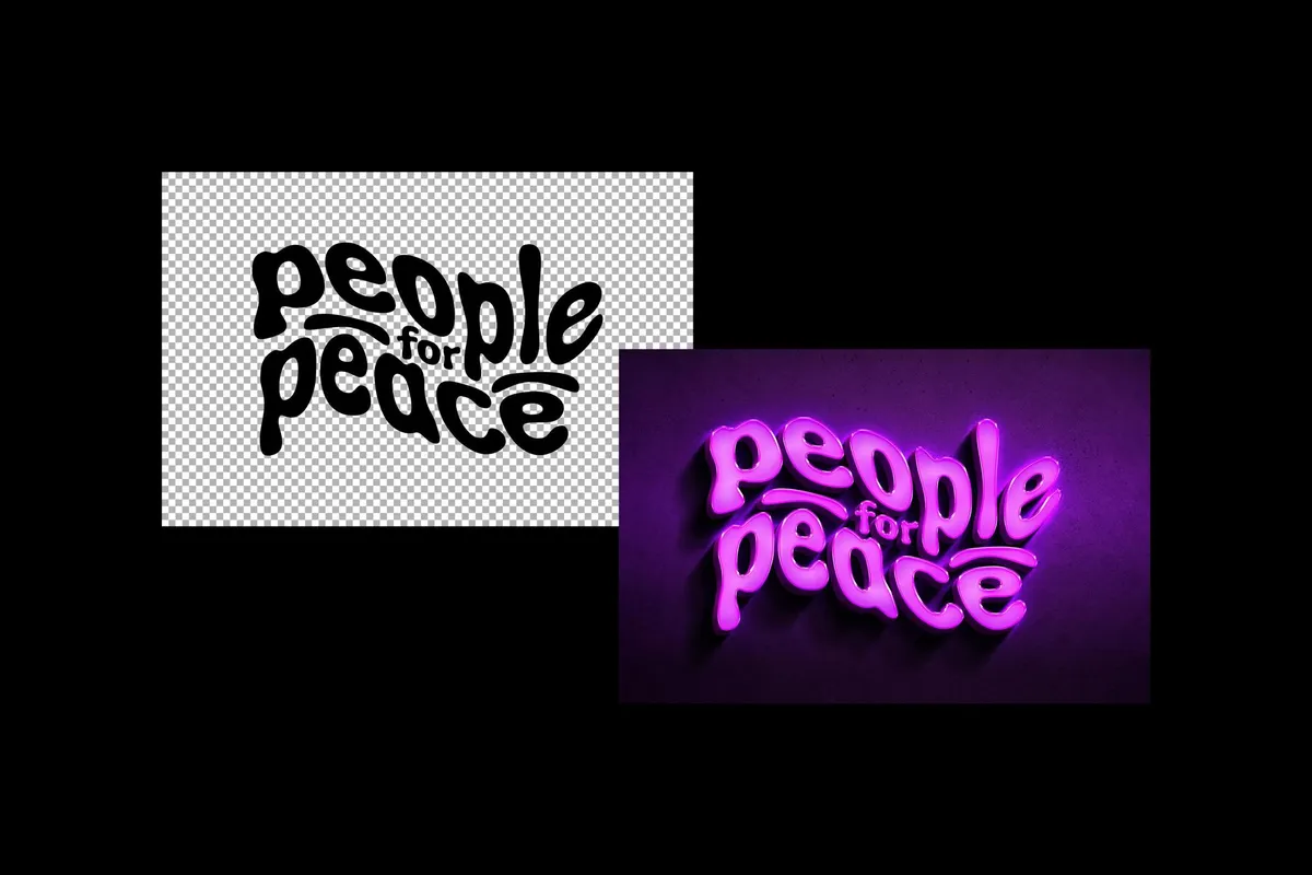 Lilac 3D Neon Wall Mockup