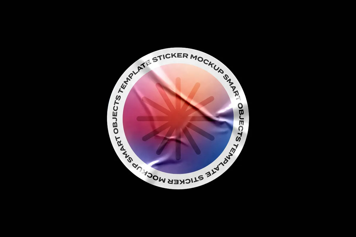 Wrinkled Round Sticker Mockup