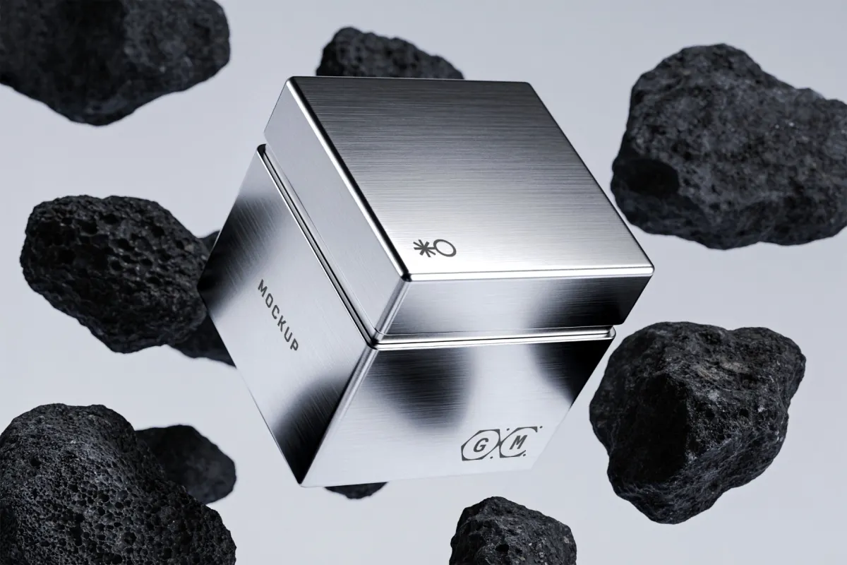 Square Metallic Box Mockup