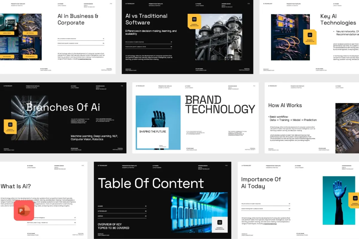 AI Technology Brand PowerPoint Template - Montena