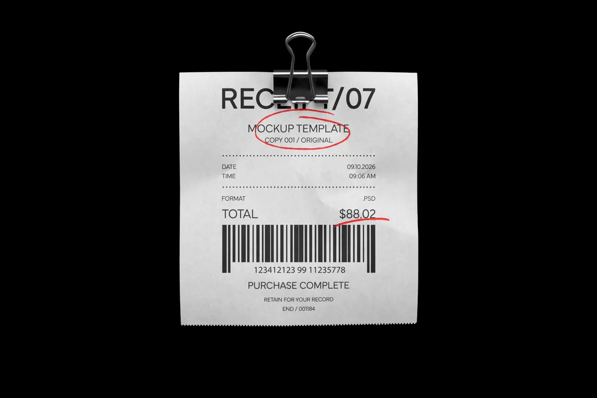 Receipt With Clip Mockup