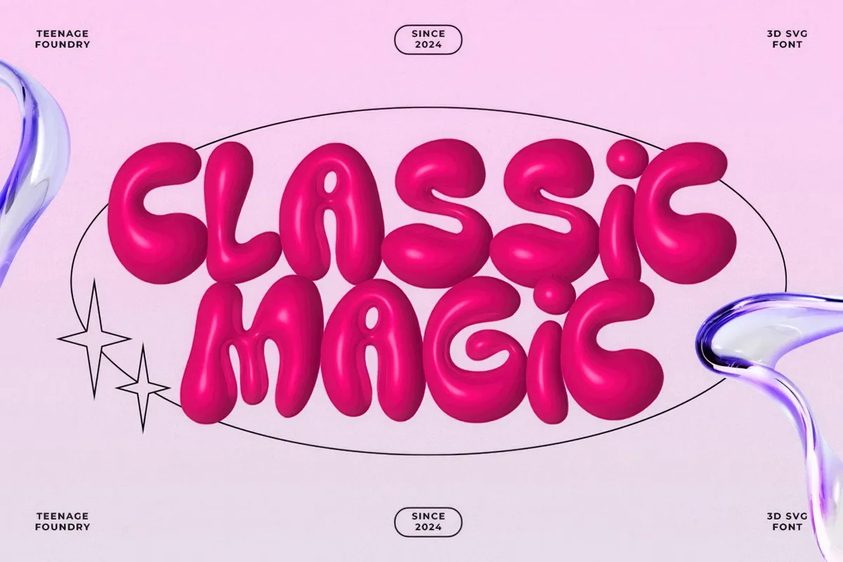 Teenage Yellow Star — 3D SVG Font