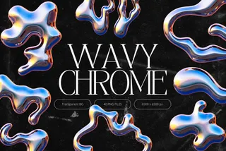 3D Wavy Chrome Alphabet