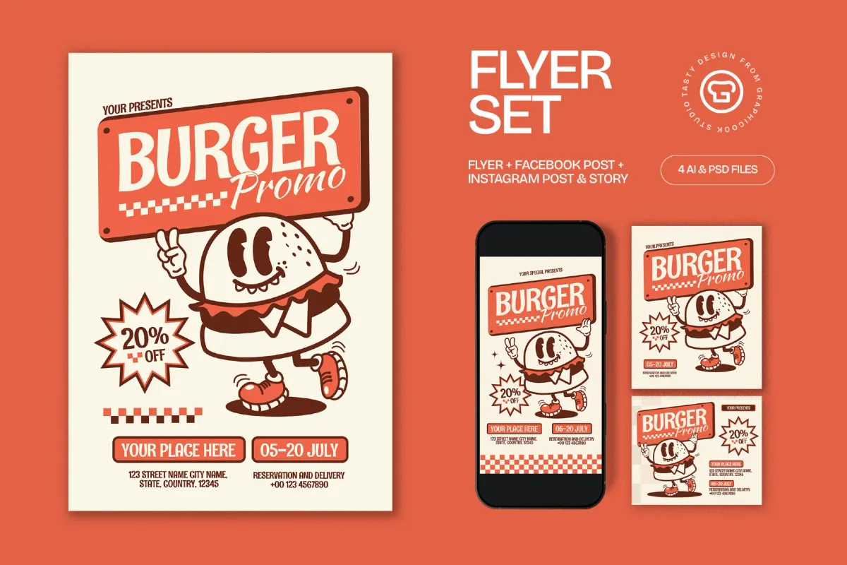 Orange Burger Promo Flyer