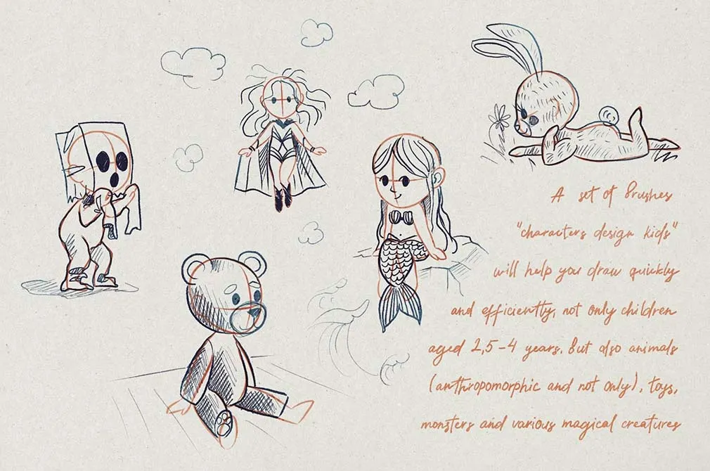 Stamp Procreate Brushes for Kids Character Design