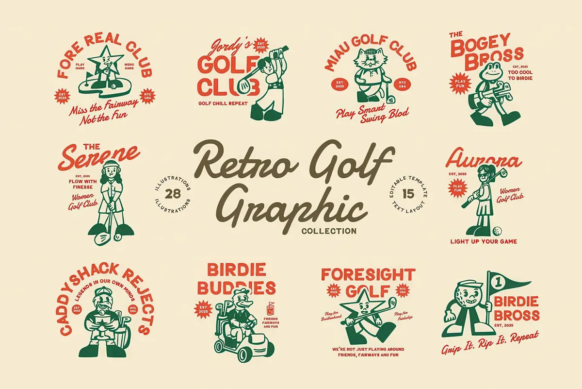 Retro Golf Vector Collection