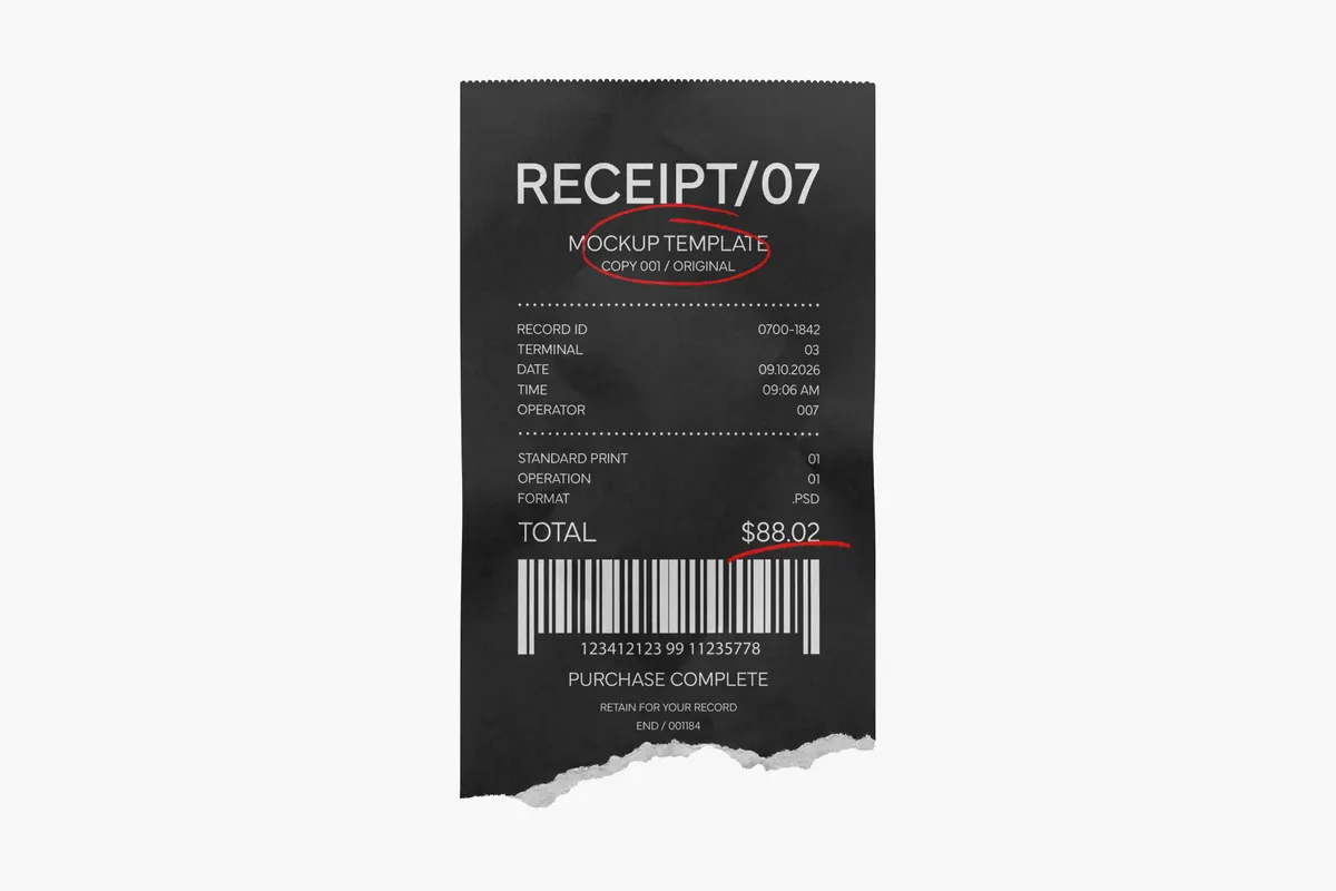 12-in-1 Receipt Mockups Bundle