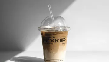 Plastic Coffee Cup Mockup with Straw and Lid